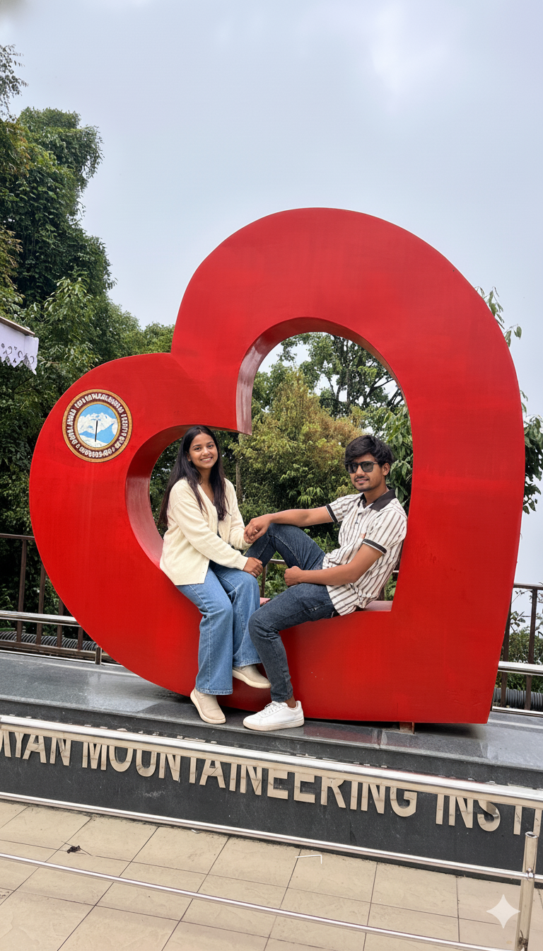 Romantic couple enjoying Darjeeling honeymoon moments